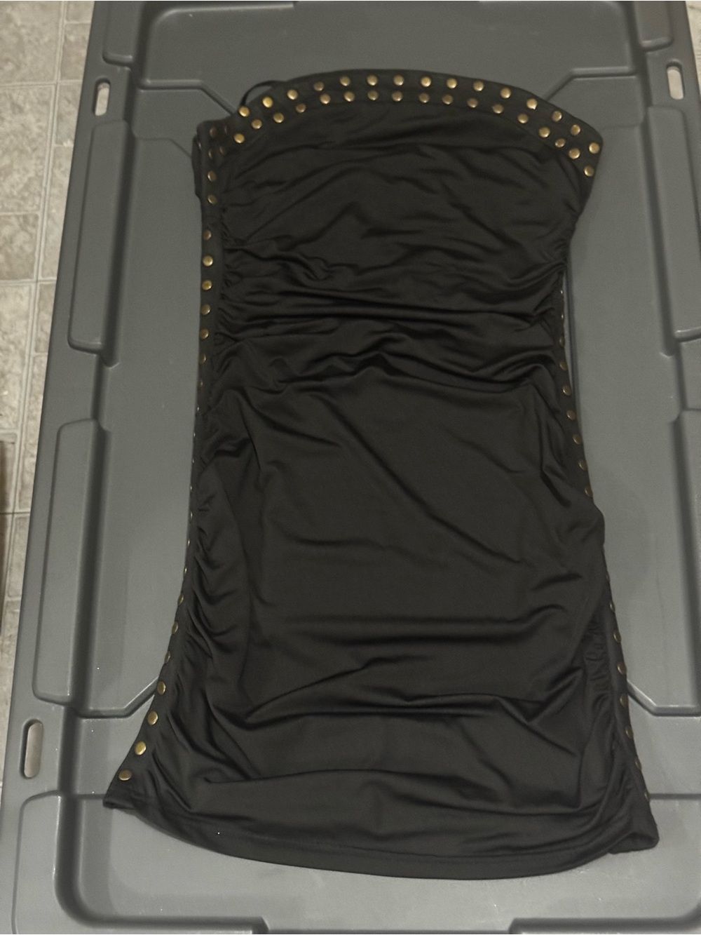 Wet Seal Black Strapless Dress with Gold Stud Trim